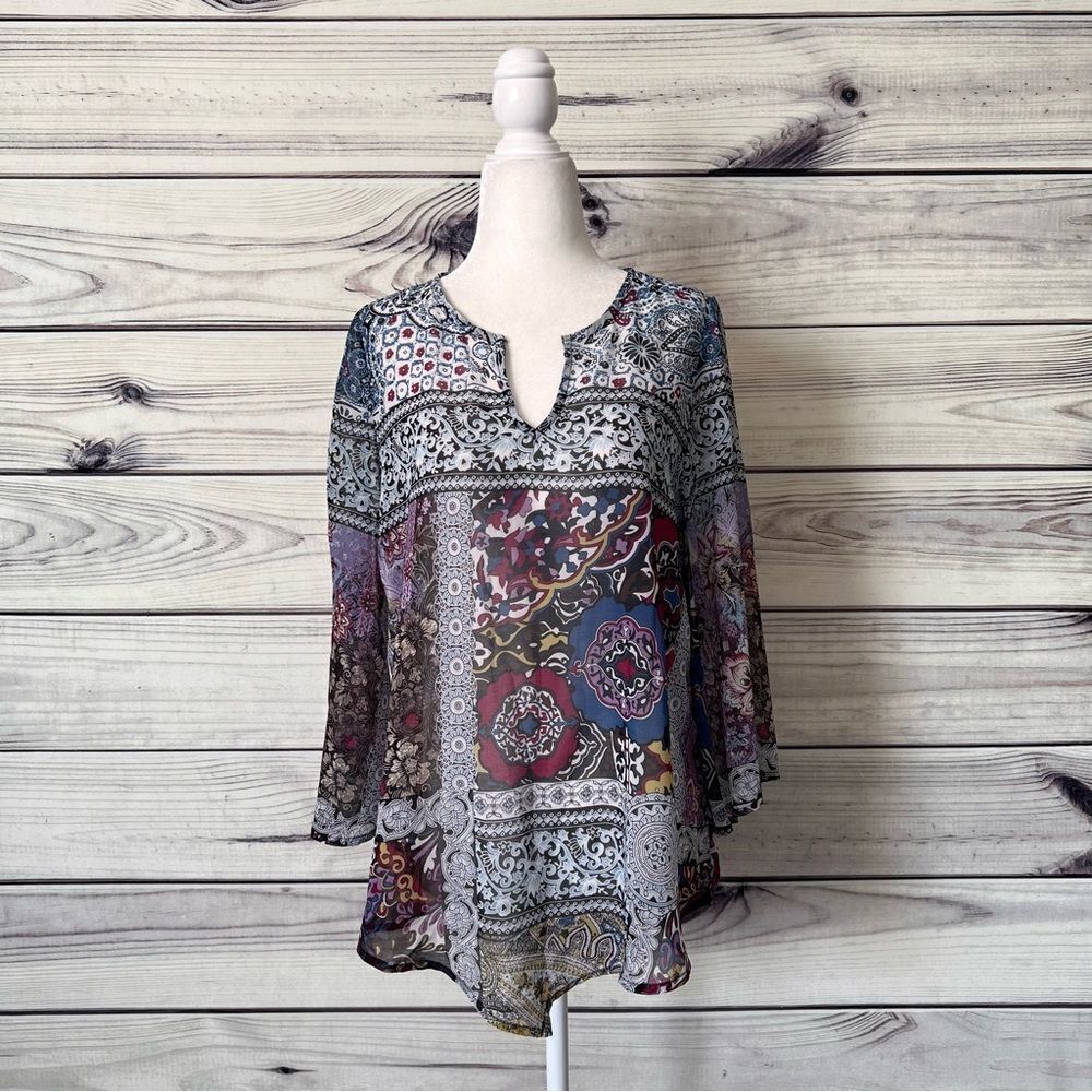 One World Multicolored Patterned Blouse